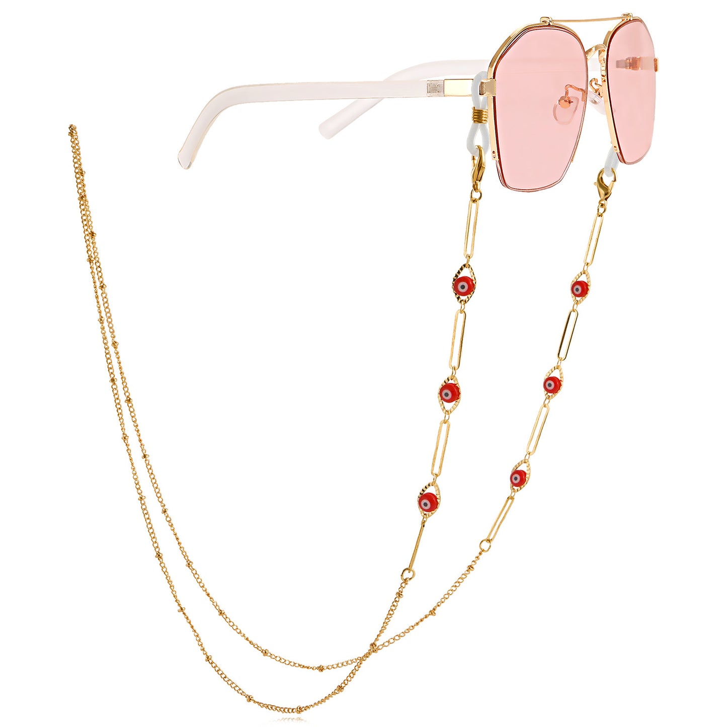 Fashion Colorful Evil Eye Handmade Metal Glasses Chain for Women