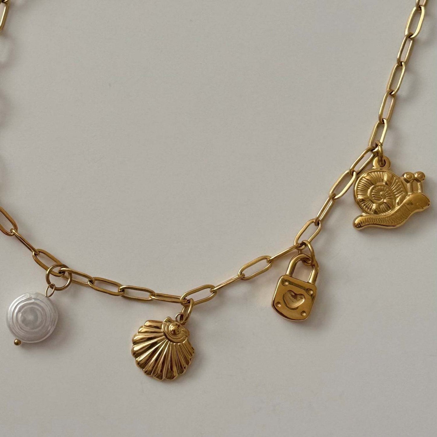 Collana Unisex Con Catenina A Cavetto Con Ciondolo A Stella Marina E Conca In Acciaio Inossidabile Placcato Oro 18K, Gioielli Estivi Da Spiaggia