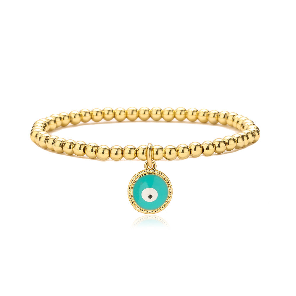 Bracciale a pendente Geometric Demon Eye da donna con perline in rame e finitura smaltata