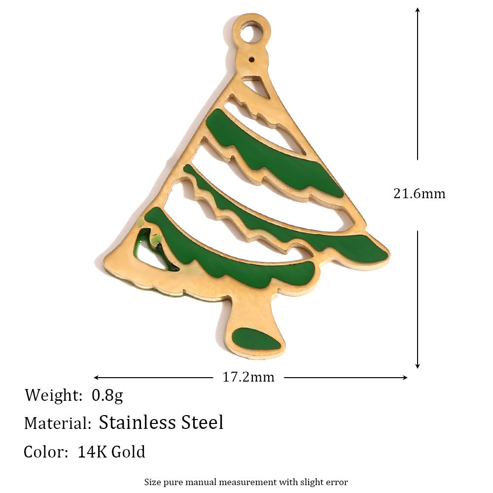 Cute Christmas Reindeer Pendant Necklace for Women Stainless Steel with 14K Gold Plating and Enamel Finish