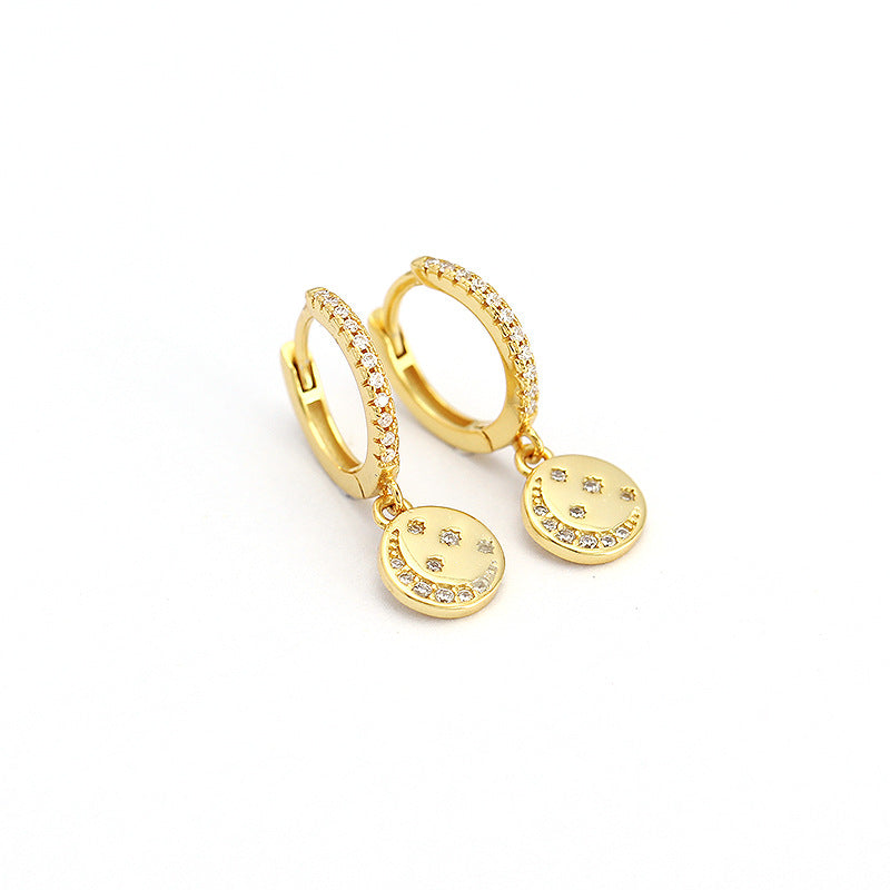 Eleganti orecchini a cerchio da donna in argento sterling 925 con stella, luna e zirconi cubici