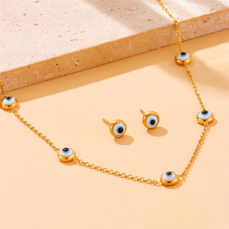 Fashion Office Chic Plated Stainless Steel Necklace Earrings Bracelet Set