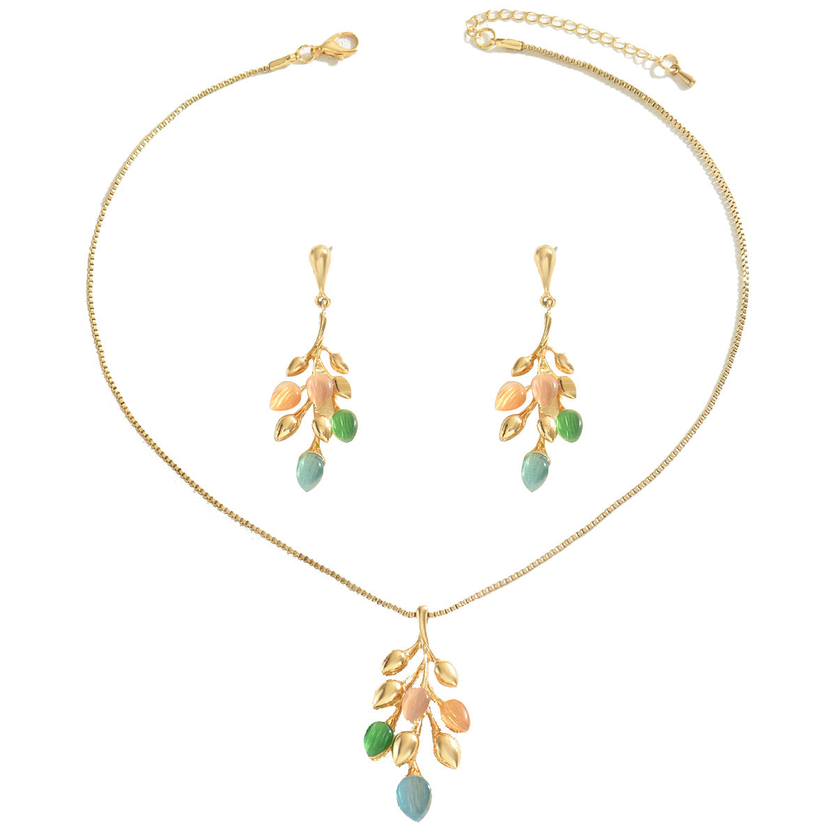 Juego de collar con colgante de espiga de trigo floral rústico dulce con incrustaciones de diamantes de imitación en cobre para mujer
