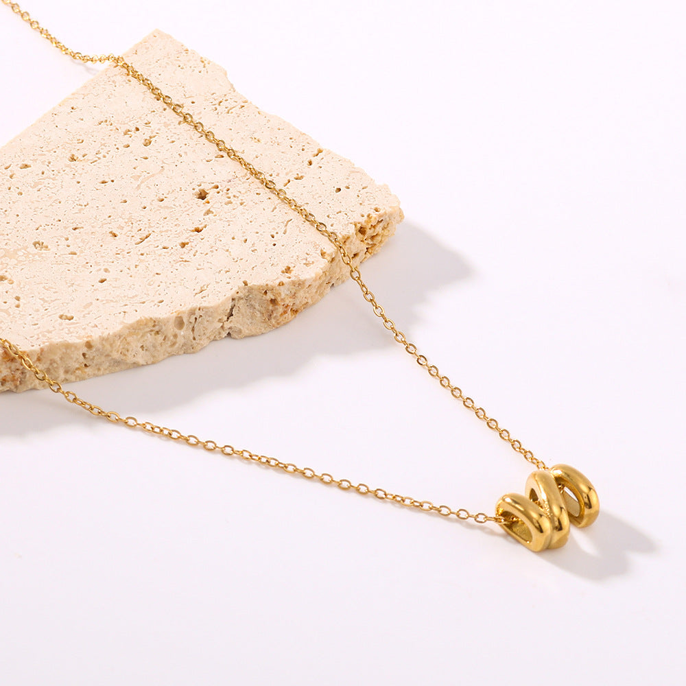 Minimalist Ins Style Hollow Letter N Pendant Necklace for Women in Titanium Steel with 18K Gold Plating and Snake-Resistant Waterproof Finish