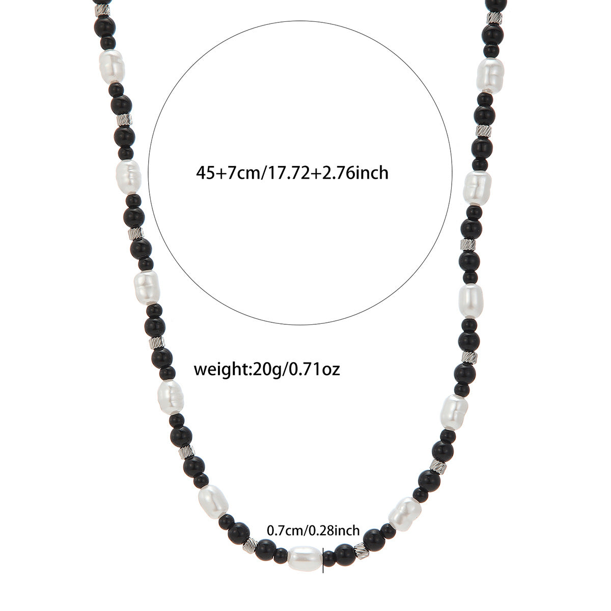 Minimalist Geometric Imitation Pearl and Agate Beaded Necklace with Plated Ball Chain for Unisex