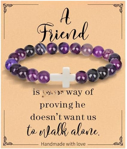 Minimalist Zebra Print Cross Natural Stone Beaded Bracelet Unisex