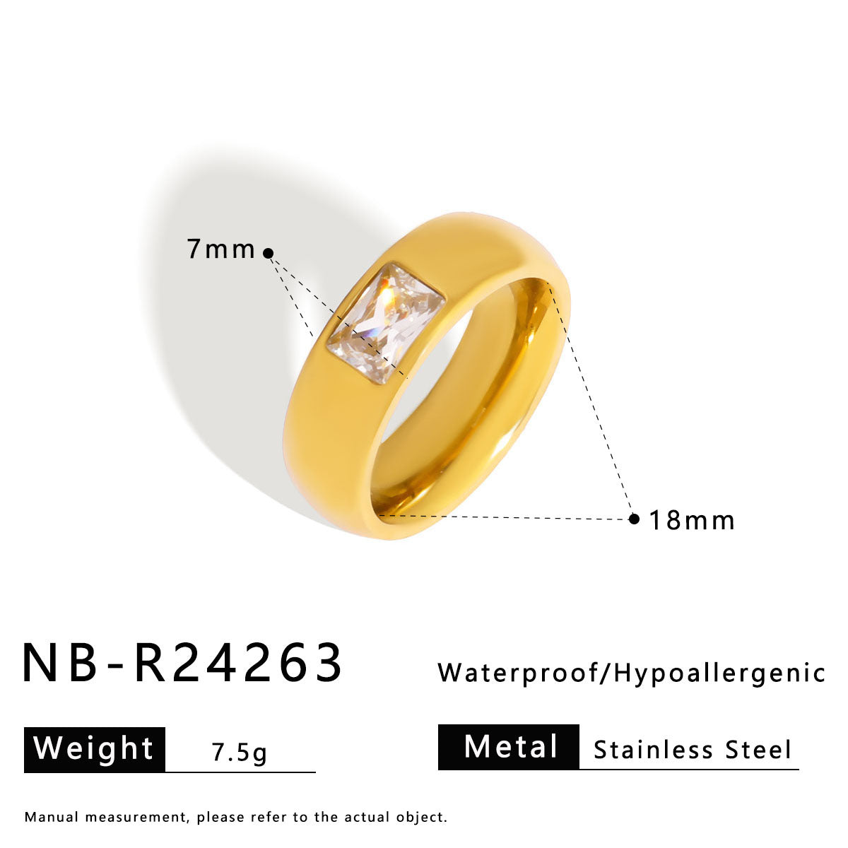 Anello minimalista geometrico in acciaio inossidabile con intarsio di zirconi e finitura placcata per uomo e donna