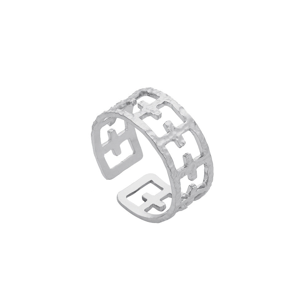Minimalist Geometric Round Plated Titanium Steel Adjustable Open Ring Unisex