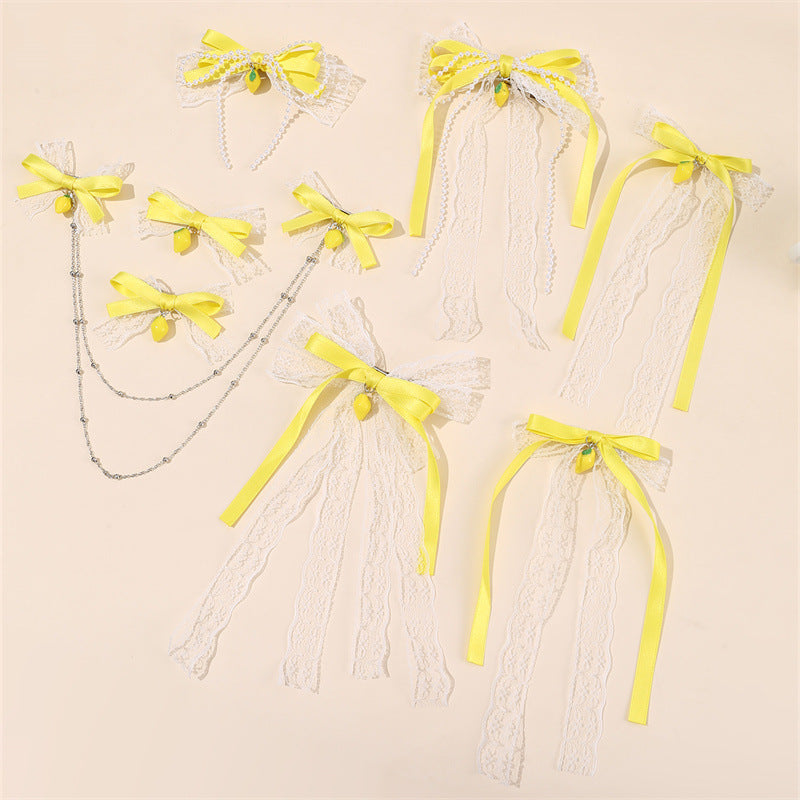 Fermaglio per capelli a fiocco con nappe e rete arricciata per bambine accessorio per capelli per bambine di ispirazione vintage