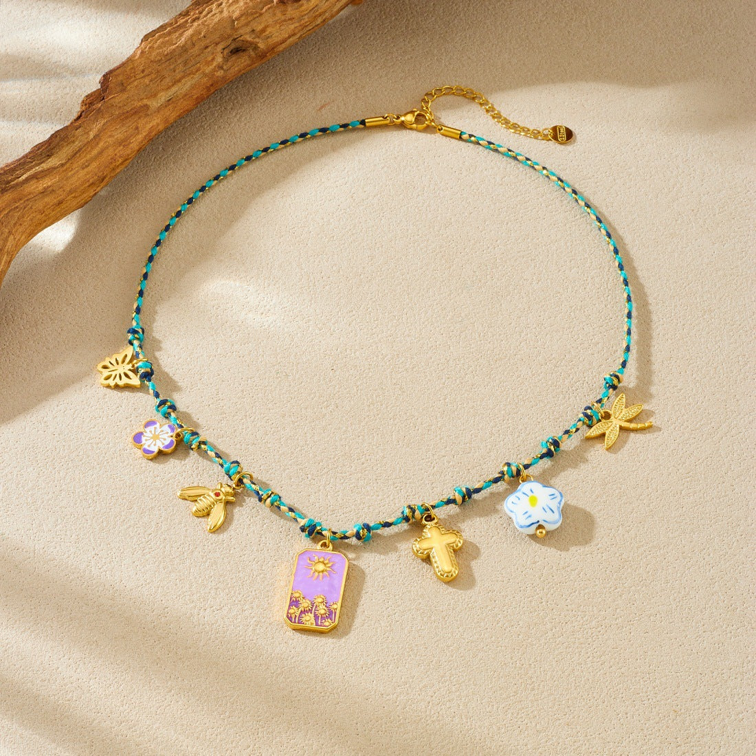 Sweet Bohemian Gold Plated Stainless Steel Geometric Star Charm Bar Necklace for Women