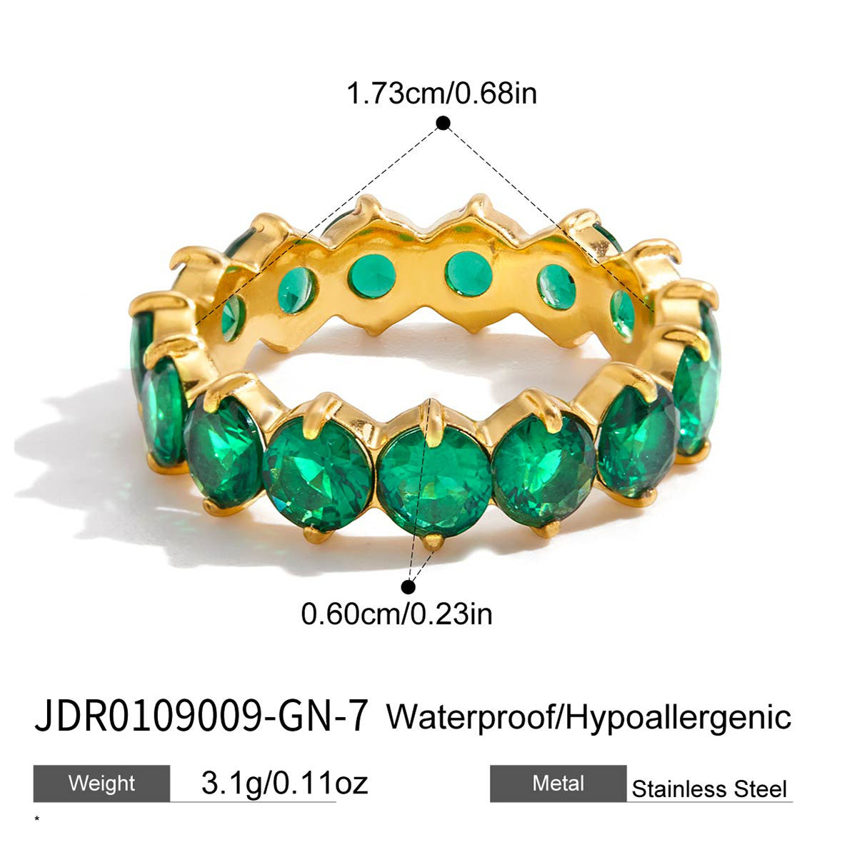 Anillo Minimalista Geométrico de Acero de Titanio con Incrustaciones de Zirconia para Mujer, Banda Hipoalergénica de Acero Inoxidable, Acabado Chapado