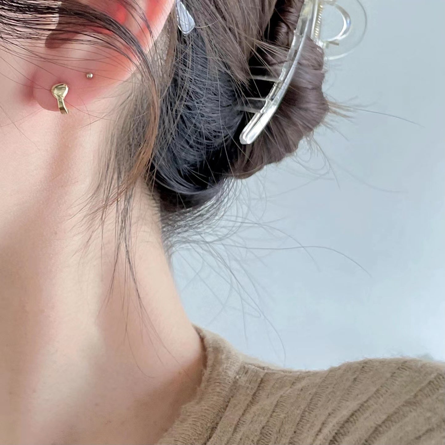 Pendientes de botón minimalistas con forma de corazón de plata de ley 925 con incrustaciones de perlas para mujer