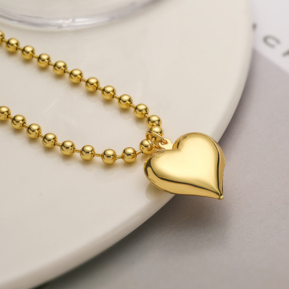 Collana con Ciondolo a Cuore Minimalista in Rame, Placcata Oro 18K da Donna
