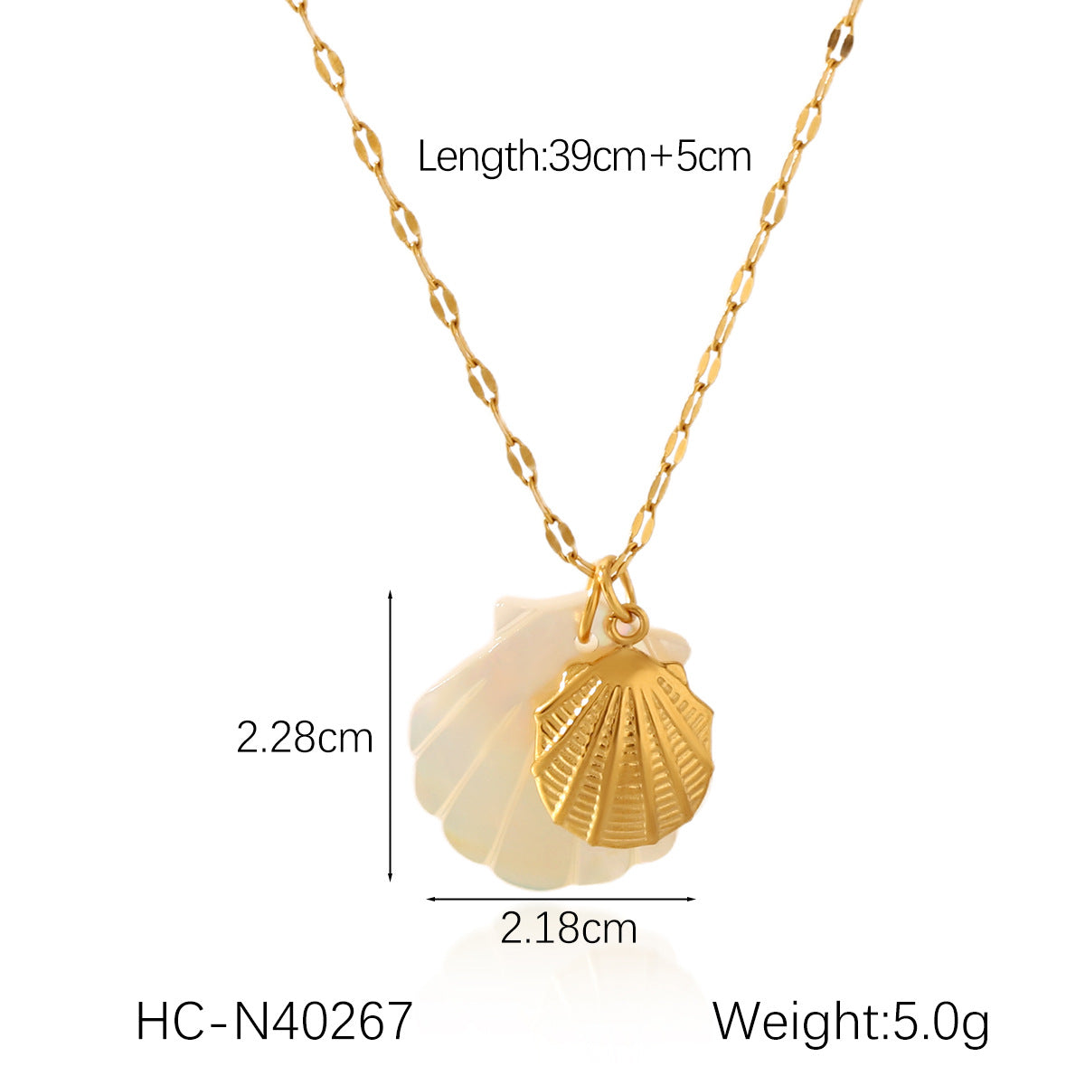 Collana da donna con ciondolo a stella marina, cavalluccio marino e conchiglia in acciaio inossidabile placcato oro 18 carati stile Ins