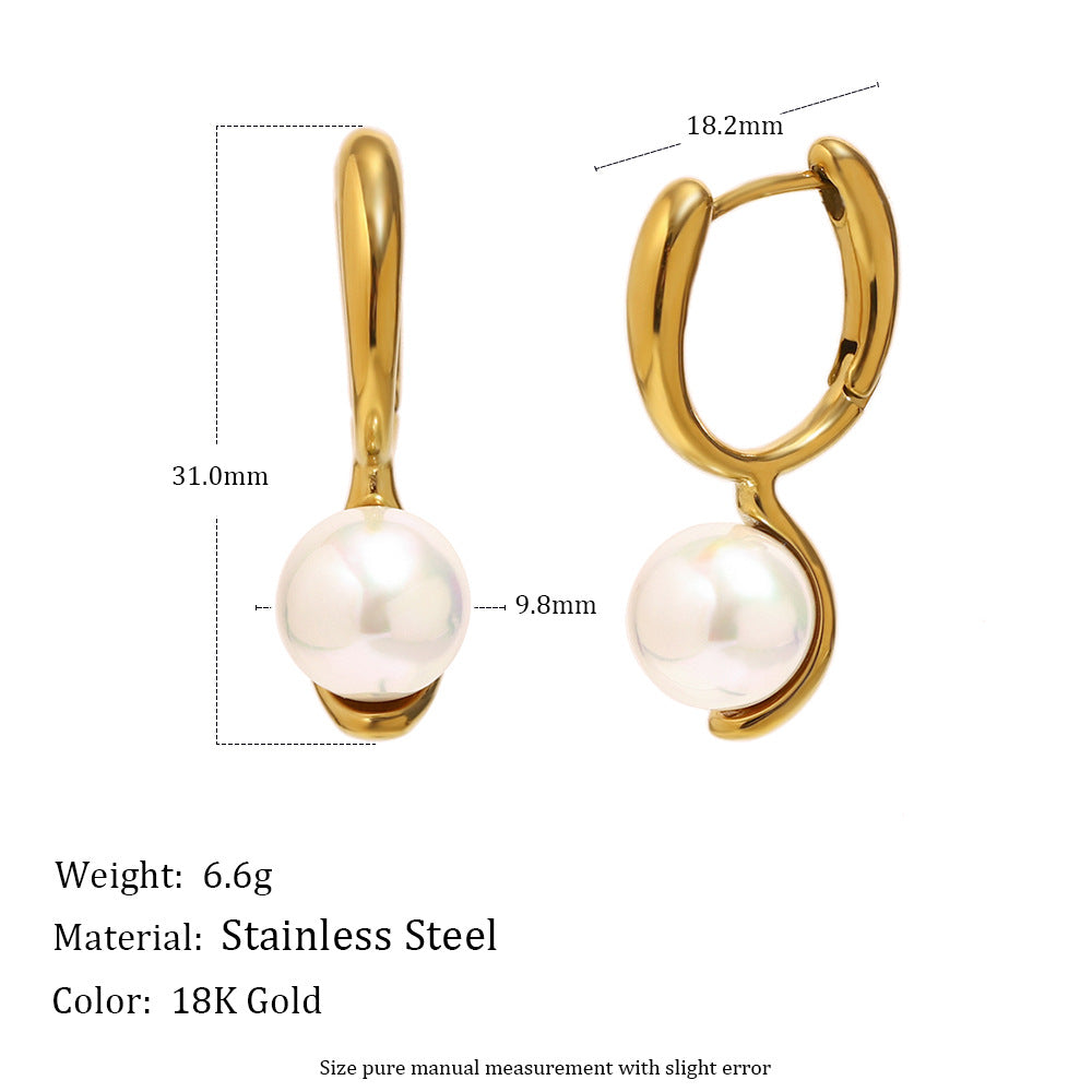 Collana Geometrica Minimalista da Donna in Acciaio Inossidabile con Placcatura in Oro 18K e Perla Simulato