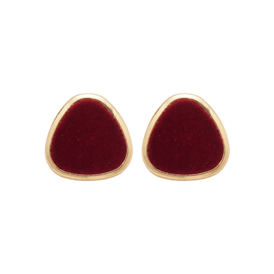 Pendientes de botón triangulares retro minimalistas en plata con postes de acero chapado para mujer