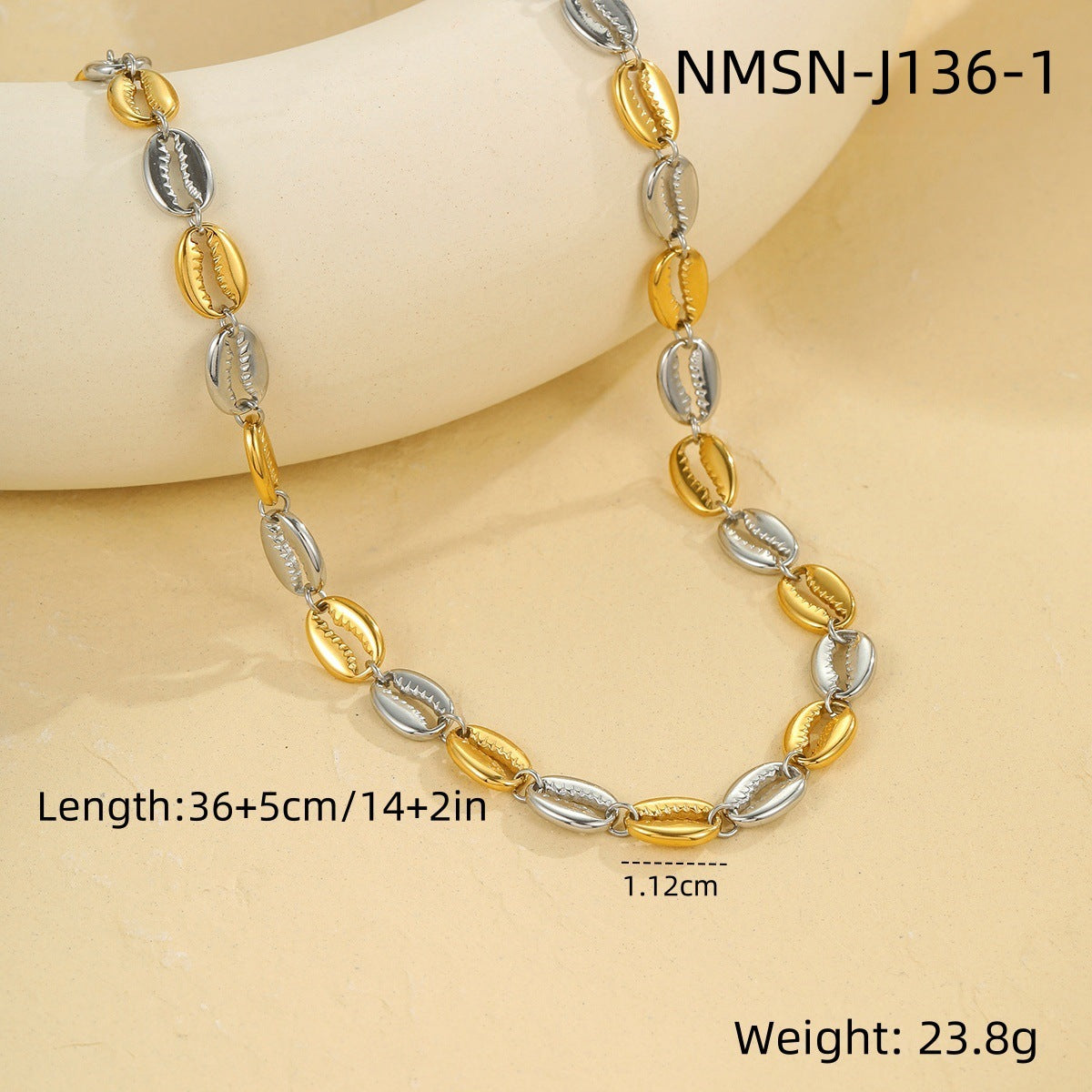 Collana Pendente a Conchiglia Cava alla Moda in Stile OL in Acciaio Inossidabile con Galvanotecnica per Donna