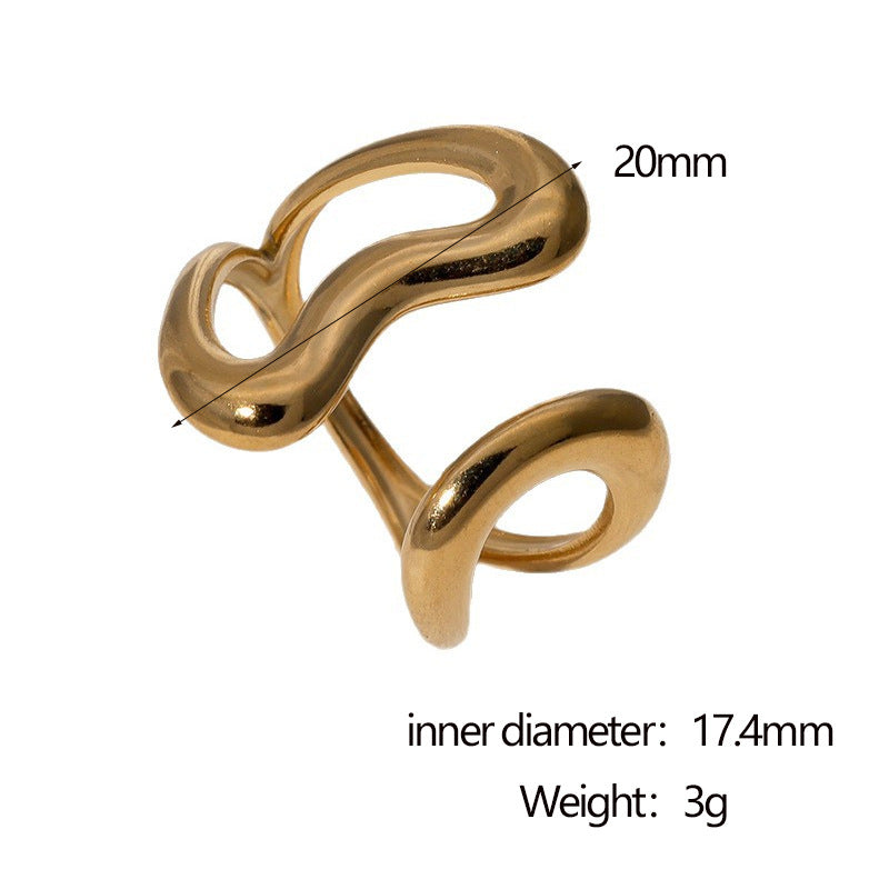 Anello aperto geometrico minimalista in acciaio inossidabile placcato oro 18 carati, gioielli di moda da donna
