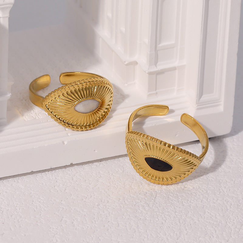 Anello Aperto Geometrico Vintage Minimalista Placcato Oro 18K in Acciaio Inossidabile per Donna