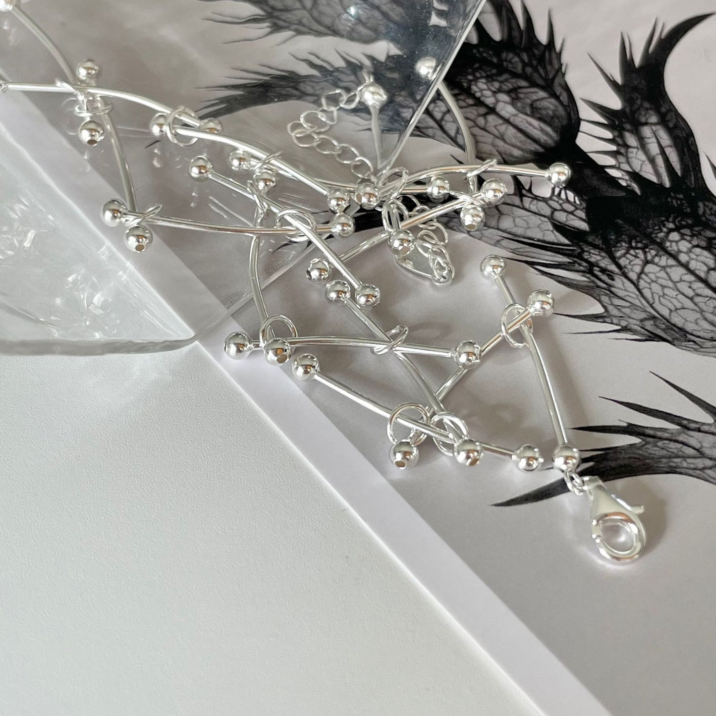 Minimalist Chic Silver Ball Necklace with Dual Round Pendant in 925 Sterling Silver for Women