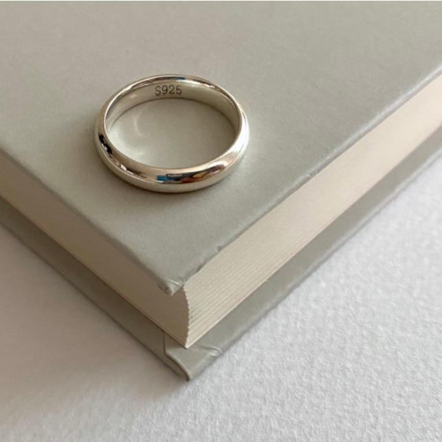 Minimalist Geometric S925 Sterling Silver Ring for Women Smooth Polished Band