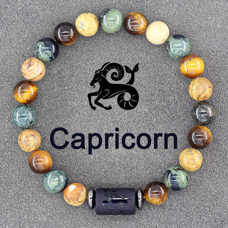 Classic Unisex Natural Stone Zodiac Beaded Bracelet