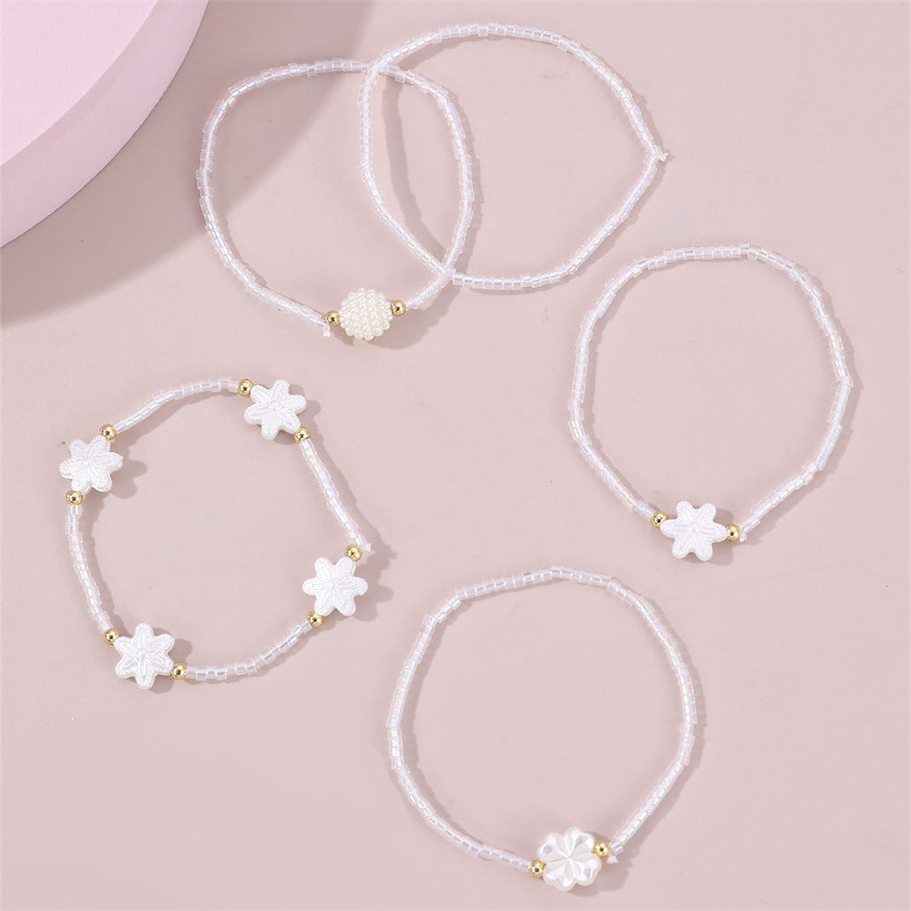 Conjunto de pulseras de abalorios de mariposas, flores, corazones y estrellas estilo coreano para niñas, joyas de mano temáticas de princesas