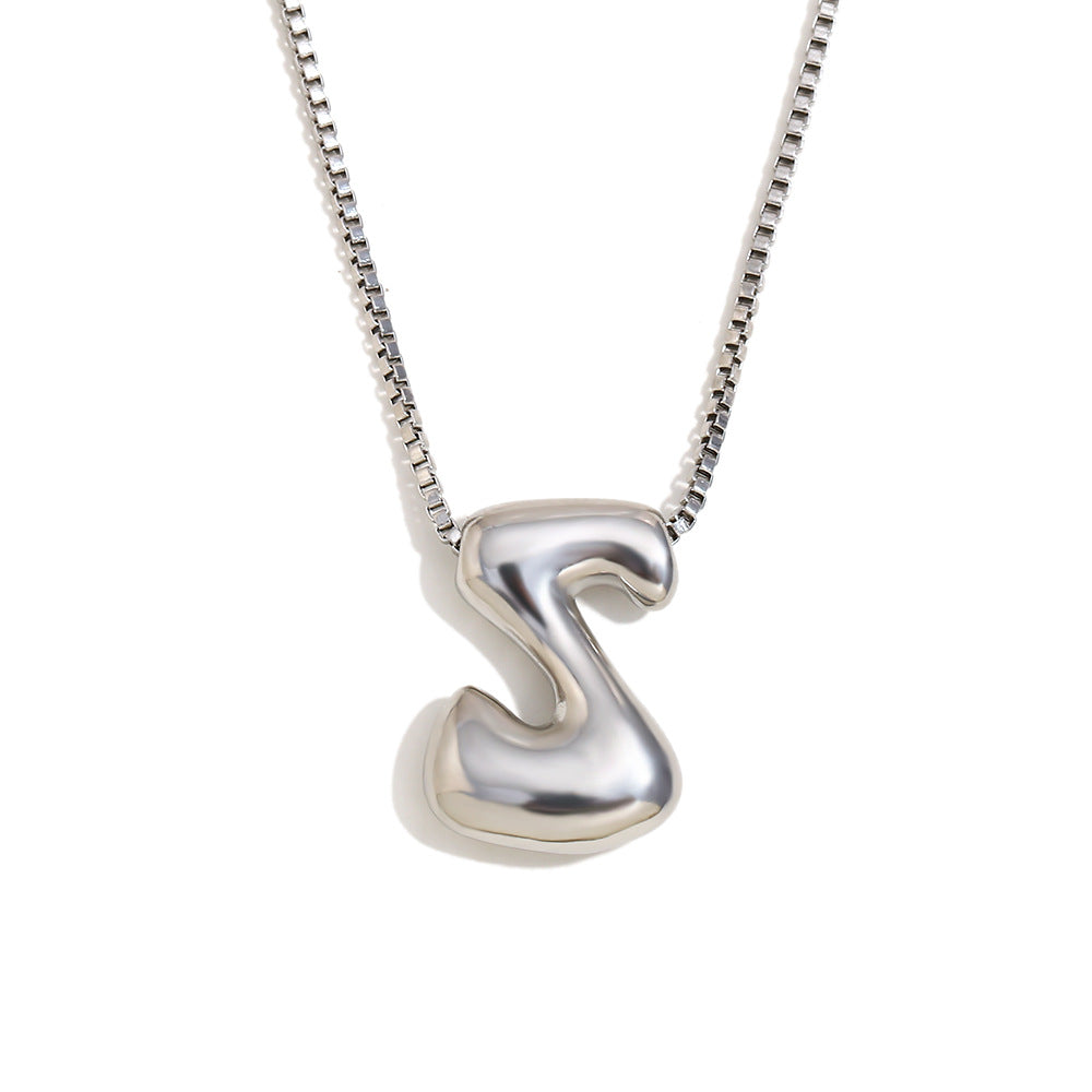 Minimalist Fashion Letter Necklace for Women Stainless Steel Pendant with 18K Gold Plating