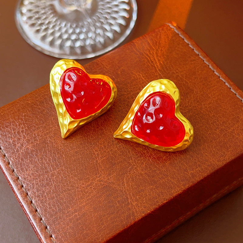Vintage Geometric Earrings with Oxidized Copper and Steel Posts for Women