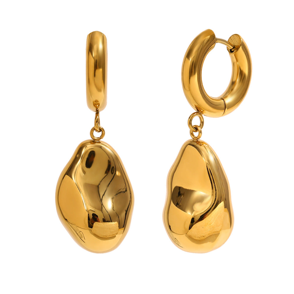 Orecchini da donna minimalisti geometrici a forma di arachide in acciaio inossidabile placcati oro 18K