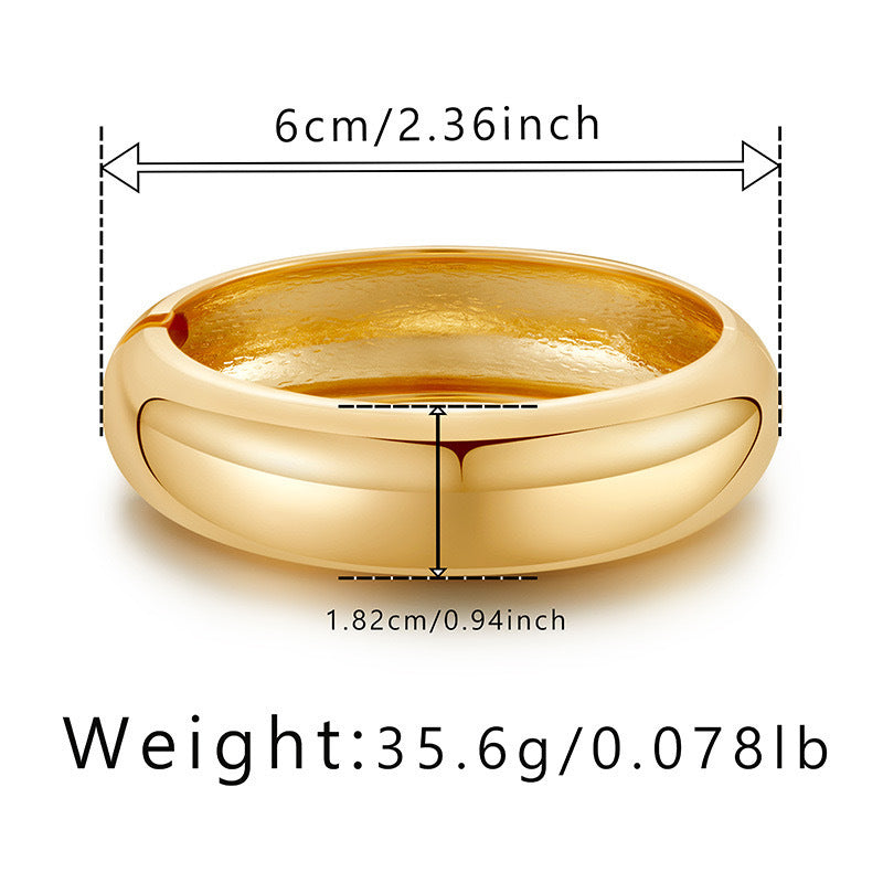 Bracciale a molla da donna in metallo placcato lucido con motivo geometrico a goccia, alla moda