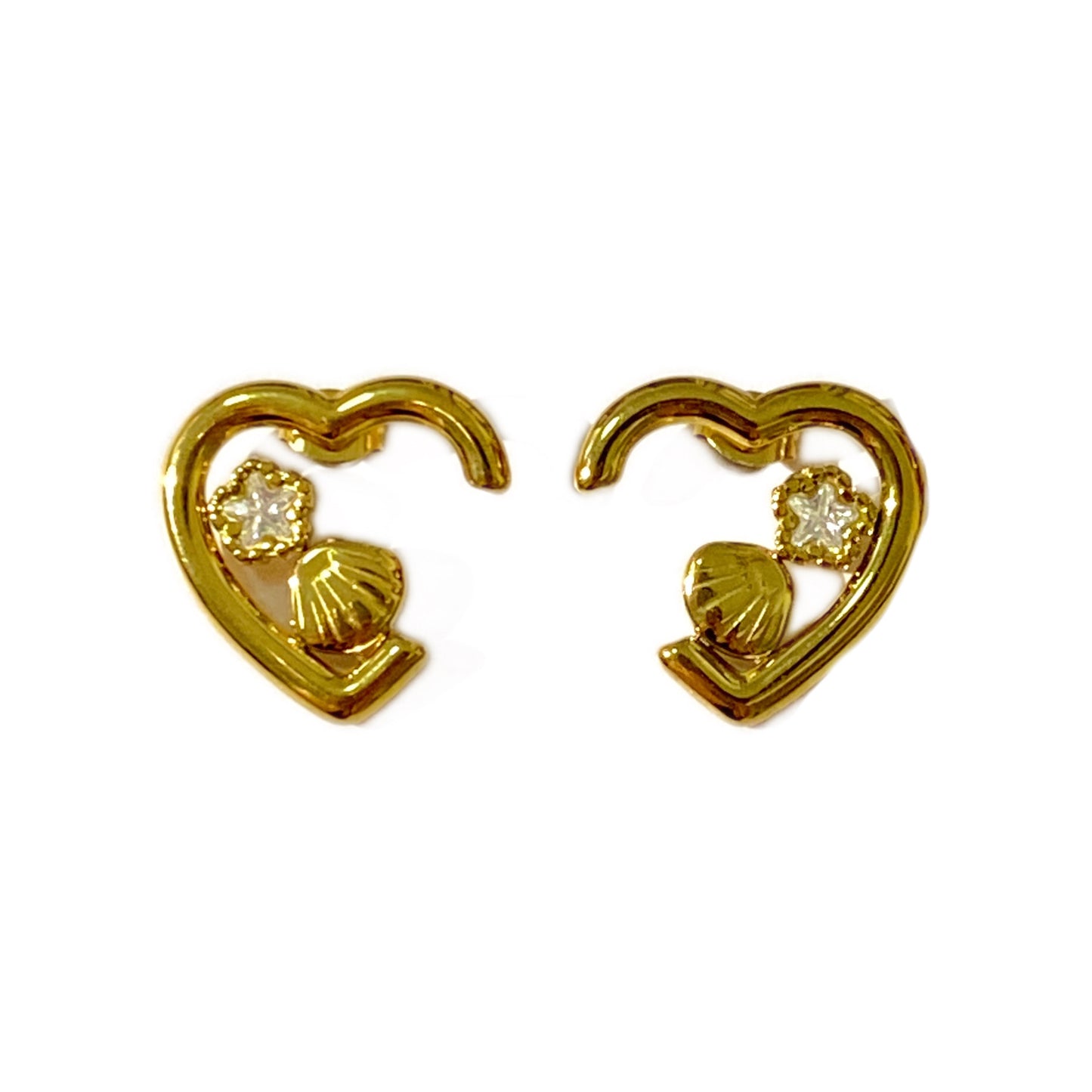 Elegant Hollow Heart Star Floral Stainless Steel Earrings for Women