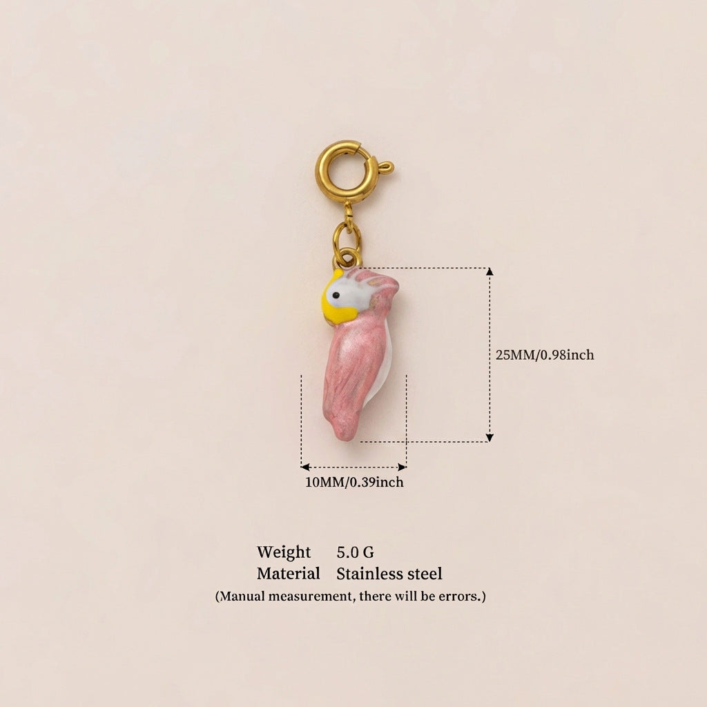 Vintage 18K Gold Plated Stainless Steel Animal Pendant Charm Bar for Women