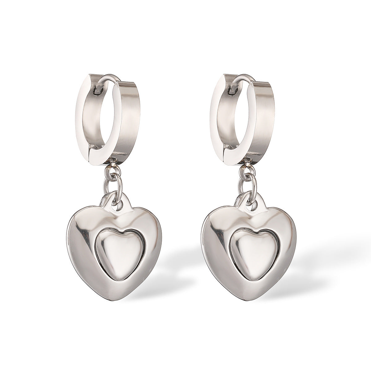 Orecchini Minimalisti a Cuore in Acciaio al Titanio con Placcatura in Vero Oro da Donna