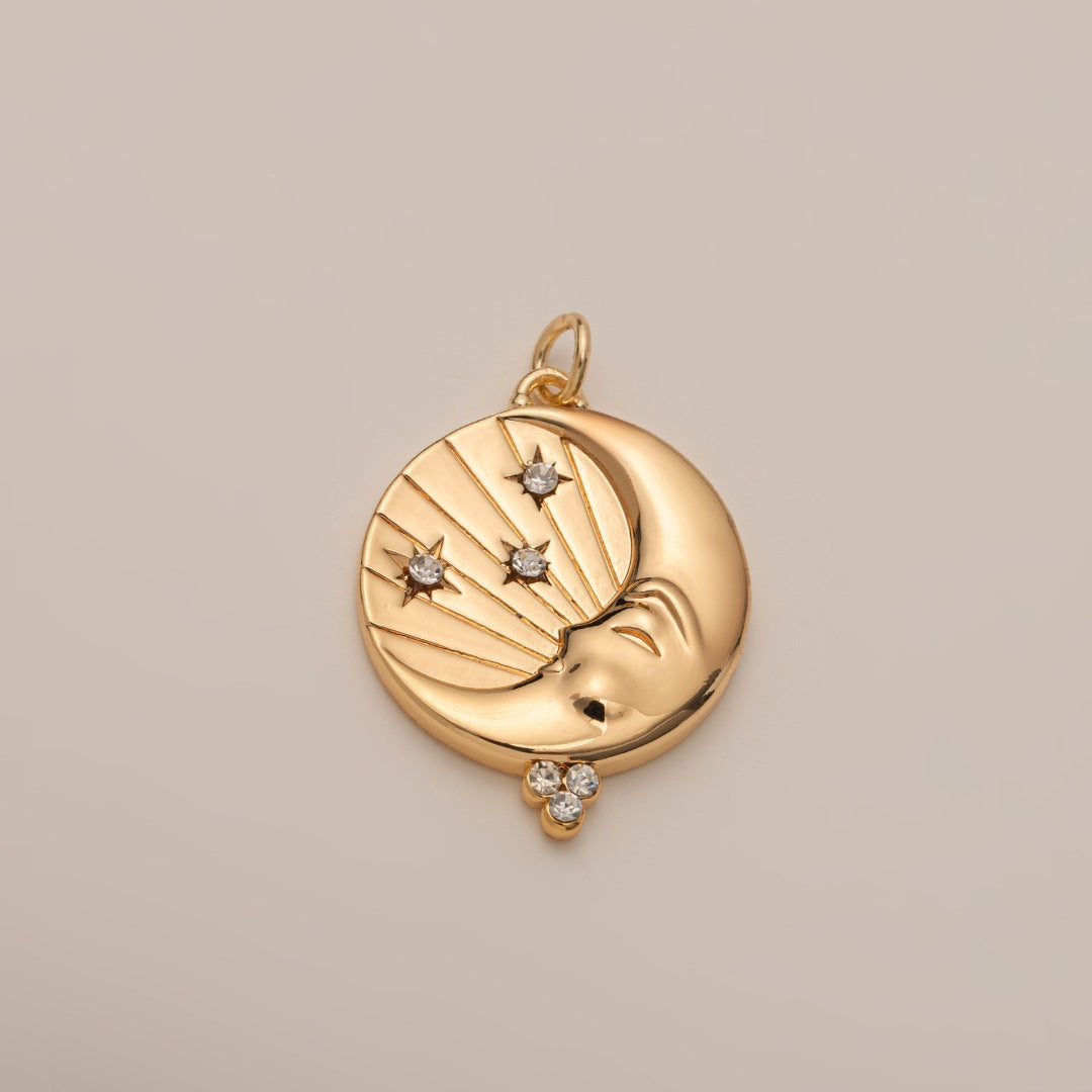 Minimalist Sweet Plated Brass Star Moon Charm Bar for Bag DIY Pendant