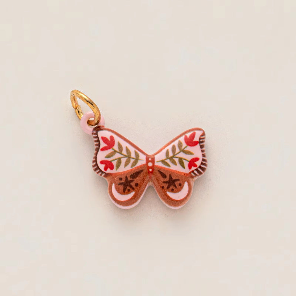 Vintage 18K Gold Plated Drip Oil Brass Pendant Charm Bar for Women