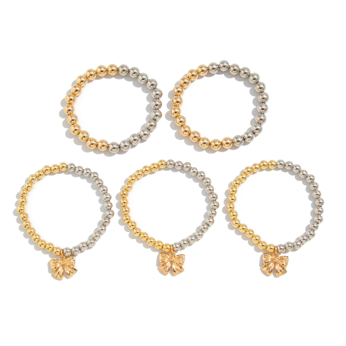 Pulsera con borlas en forma de lazo estilo Ins con diseño de capas en bloques de color para mujer en aleación con acabado galvanizado
