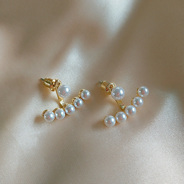 Minimalist Geometric 925 Sterling Silver Needle Brass Pearl Back Drop Earrings Irregular Design