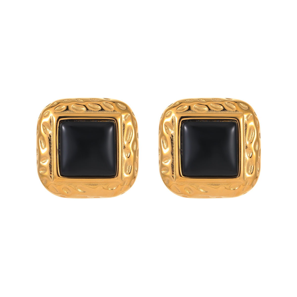 Pendientes cuadrados geométricos vintage de acero inoxidable con acabado chapado para mujer