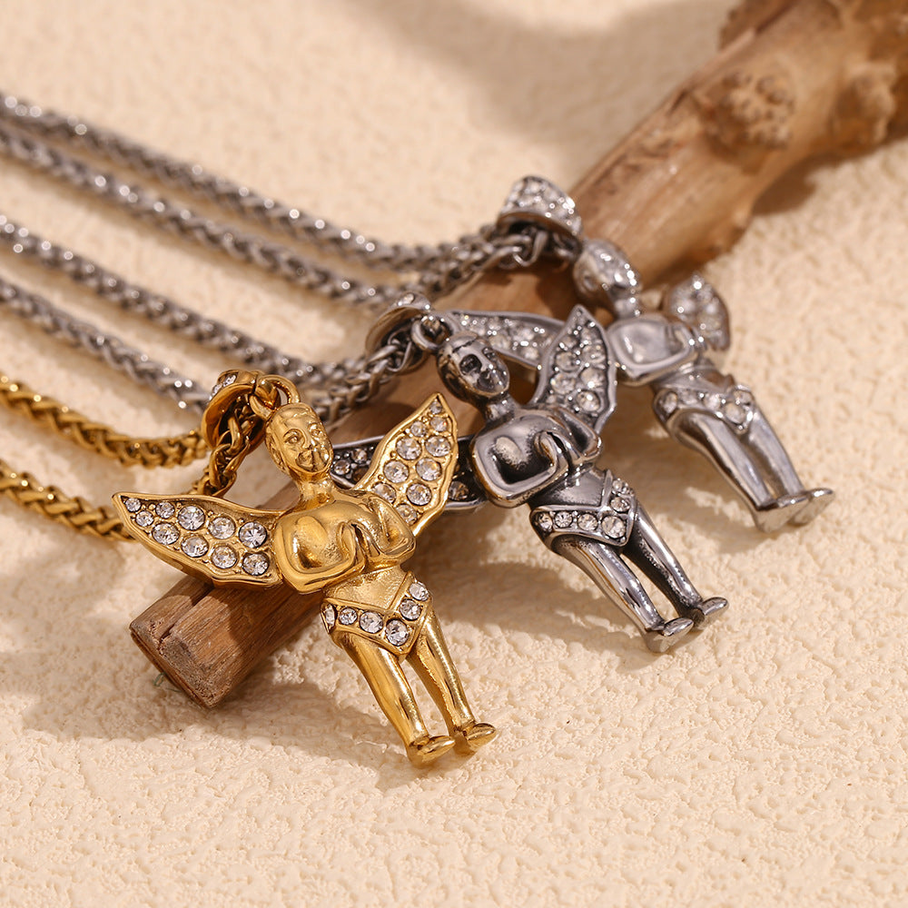 Minimalist Bird-Shaped Pendant Necklace for Women Stainless Steel with 18K Gold Plating