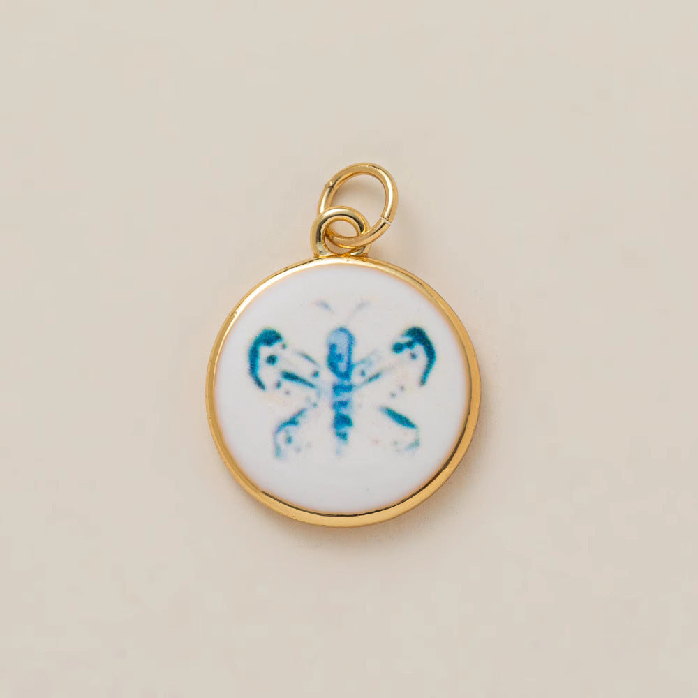 Minimalist Luxury 18K Gold Plated Brass Animal Pendant with Cubic Zirconia Charm Bar for Unisex