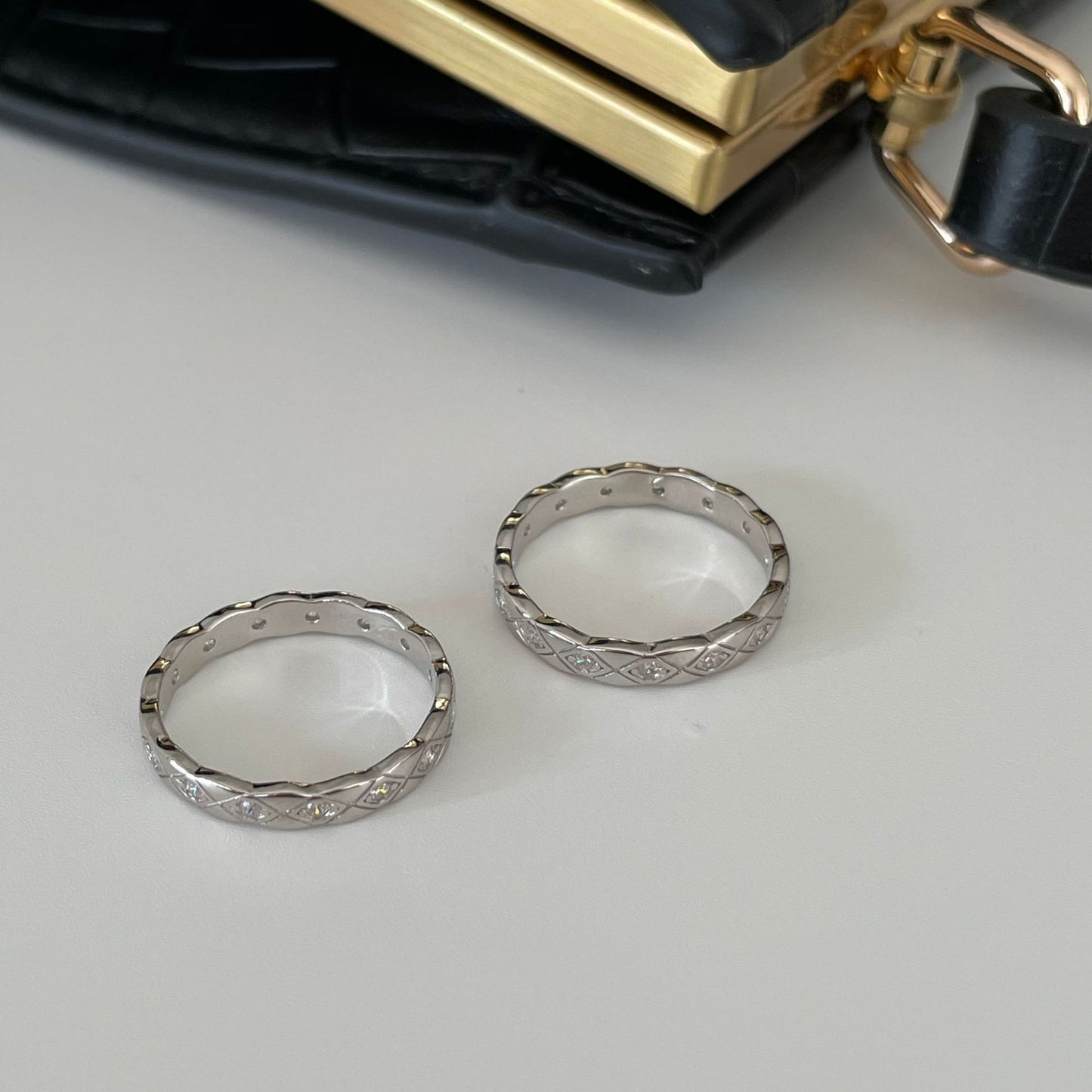 Minimalist Geometric S925 Sterling Silver Ring for Women with Pavé Zirconia