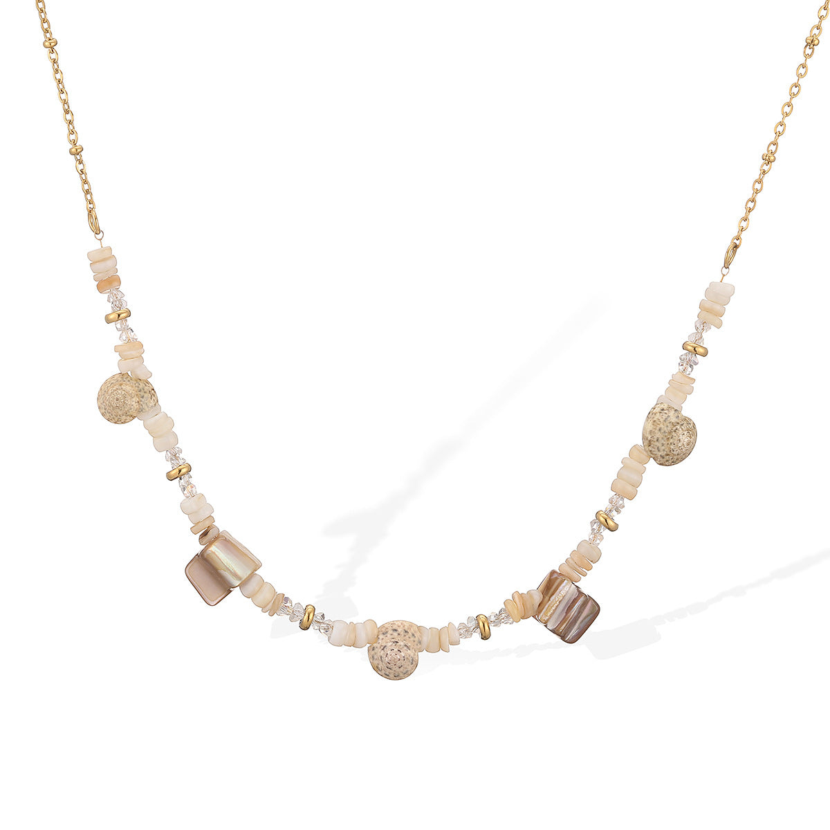 Minimalist Geometric Stainless Steel Shell Necklace for Women