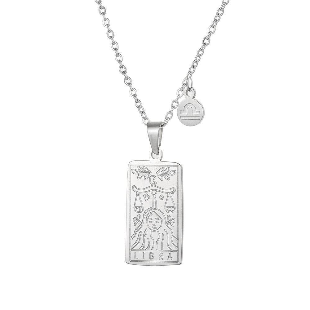 Vintage Geometric Square Titanium Steel Necklace with Alloy Pendant on Ball Chain