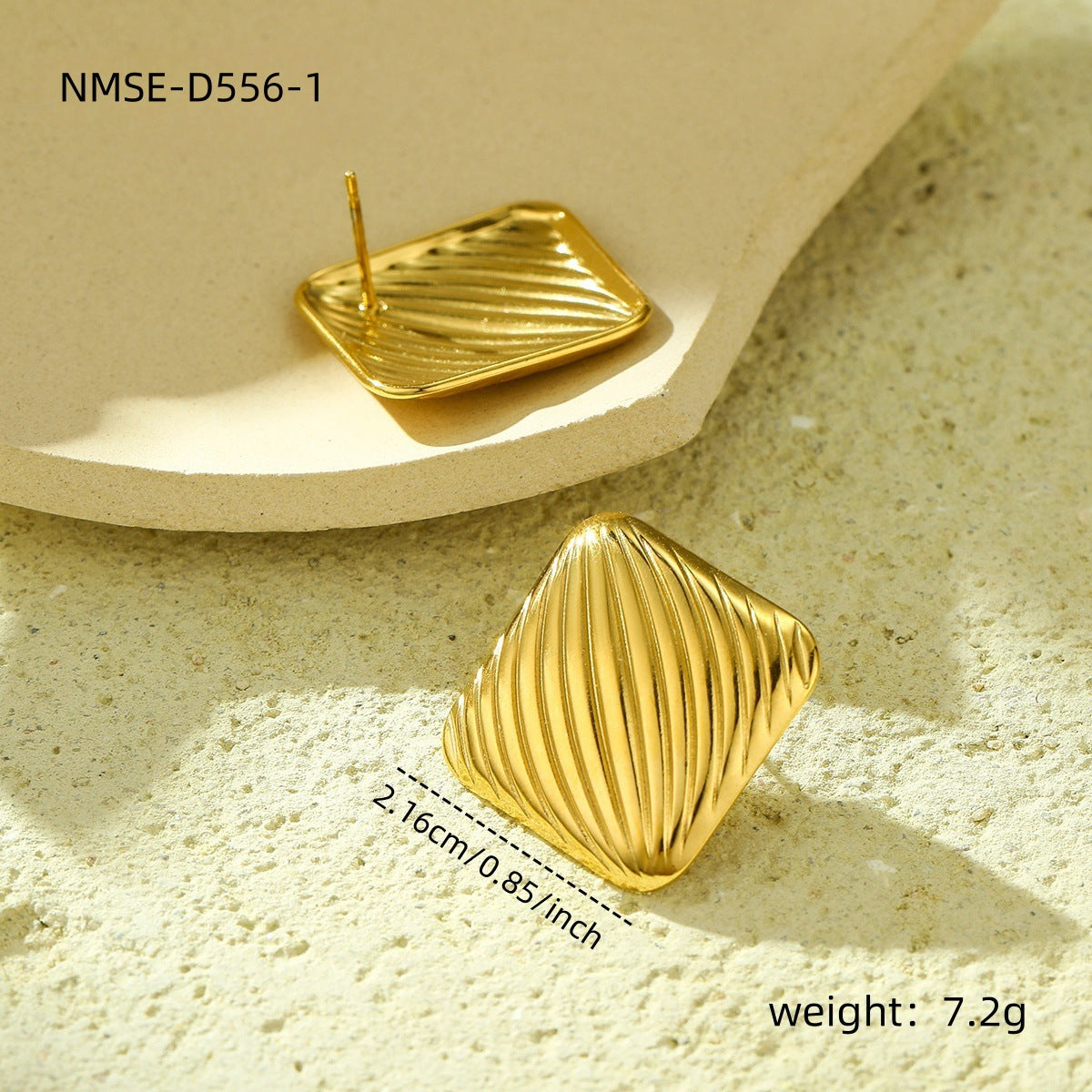 Pendientes de aro geométricos vintage de acero inoxidable con textura de onda y diseño hueco para mujer