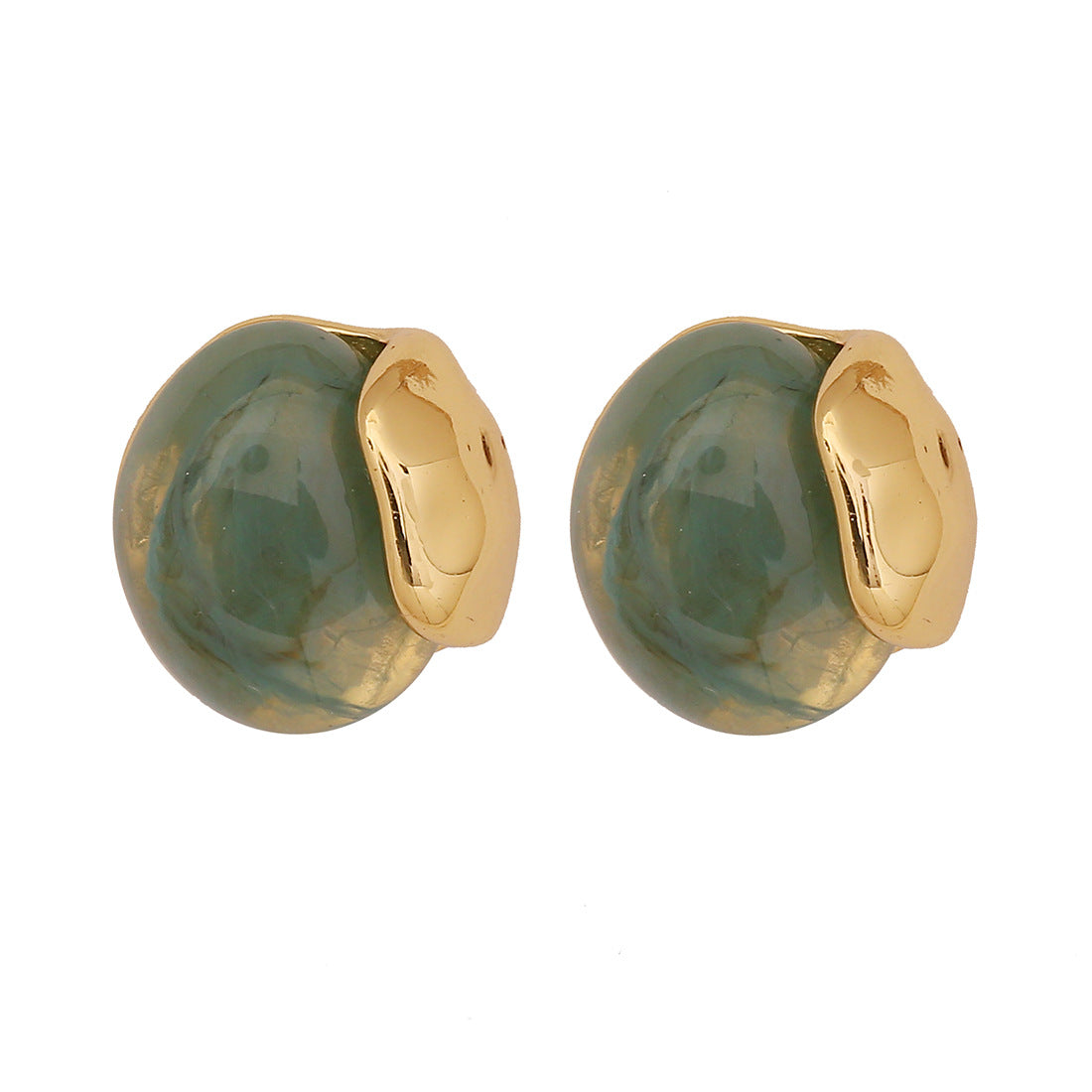 Fashionable Geometric Oval Resin Earrings in Stainless Steel with Plated Finish for Women