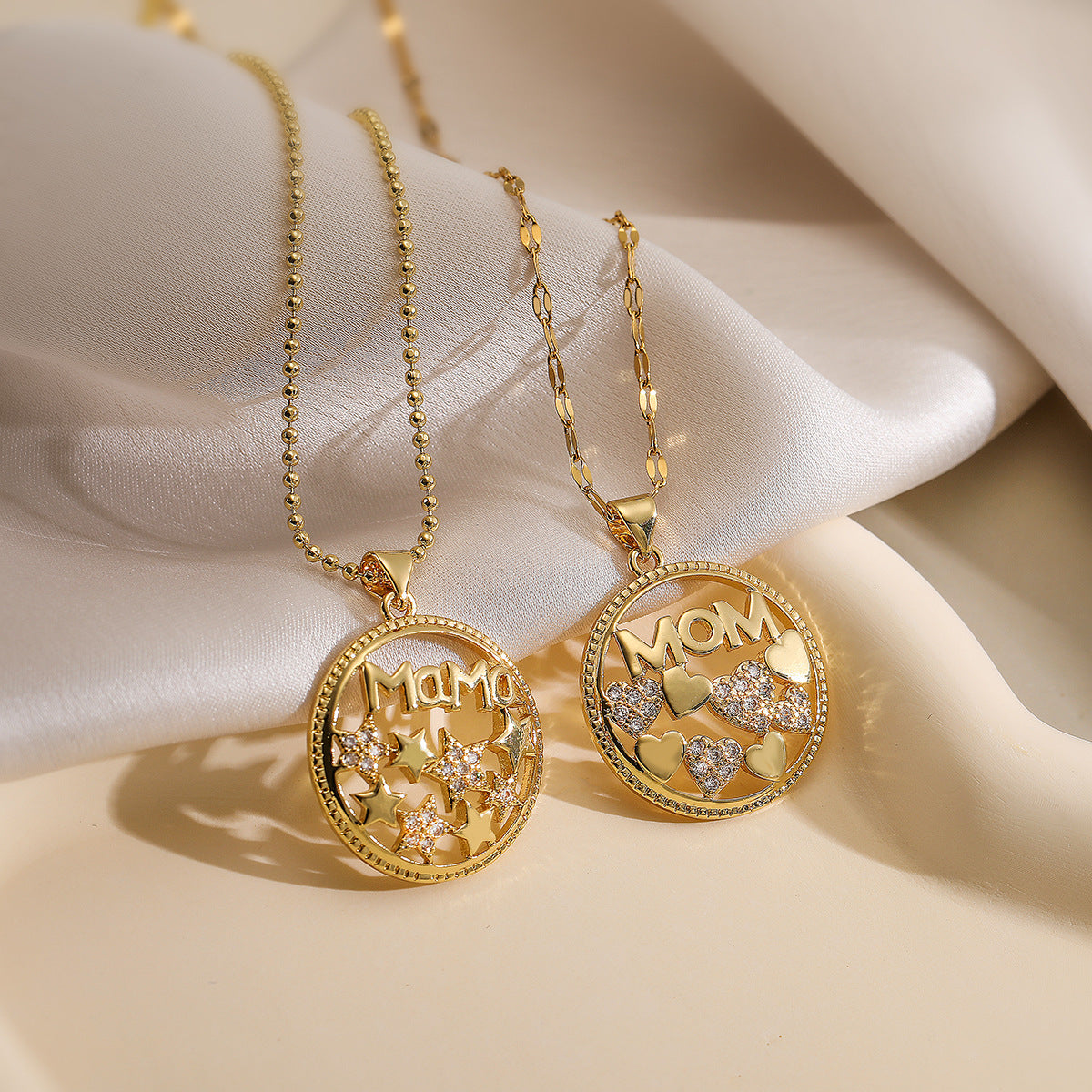 Minimalist Star and Heart Shaped Copper Pendant Necklace with Real Gold Plating and Zircon Inlay for Women