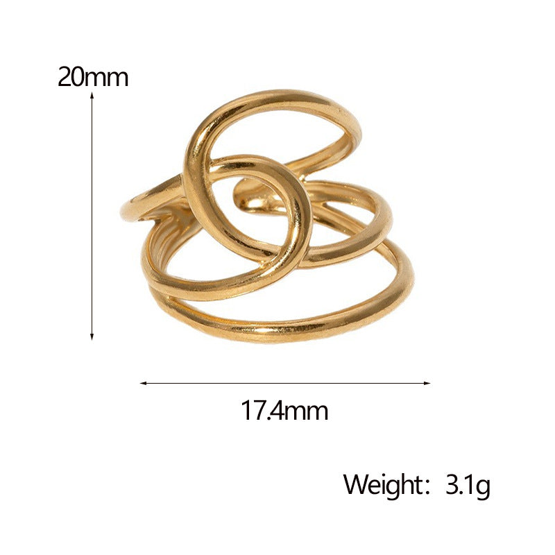 Minimalist Geometric Irregular Open Ring 18K Gold Plated Stainless Steel Fashion Jewelry for Women