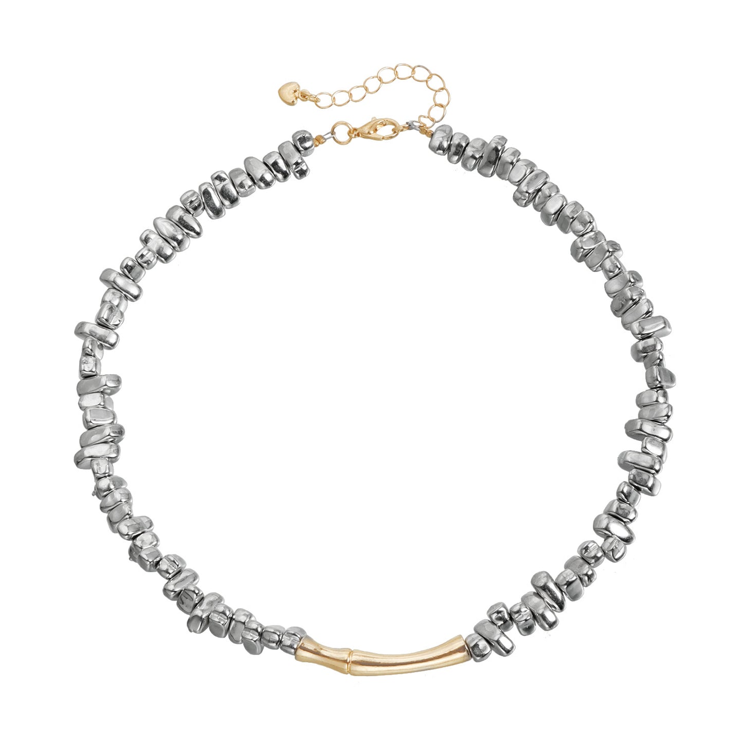 Irregular Geometric Plated Alloy Beaded Necklace Set for Women