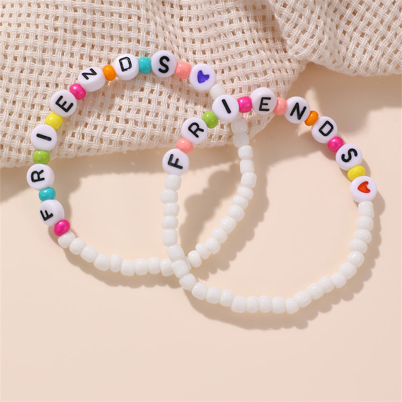 Braccialetto Minimalista Cuore Stella Fiore con Perline in Vetro dai Colori Chiari per Bambini